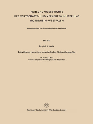 cover image of Entwicklung neuartiger physikalischer Unterrichtsgeräte